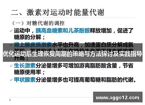 优化运动后生理恢复周期的策略与方法探讨及实践指导